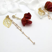 Camellia Silk Flower Chain Earrings, Custom Floral Wedding Earrings, Bridal Floral Boho Dangle Earrings - KaleaBoutique.com