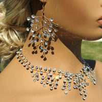 Bridal Blue Crystal Earrings, Rhinestone Earrings, Bridesmaid Dangle Crystal Earrings, Wedding Gold or Silver Wire Large Earrings - KaleaBoutique.com