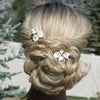 Porcelain Flower 2 PC Hairpin Set, Wedding Clay Floral U-Shape Hair Pins, Bridal Ceramic Flower Hair Pin Set - KaleaBoutique.com
