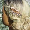 Embossed Metal Flower Hairclip, Gold Leaf Bridal Alligator Floral Wedding Hair Clip, Gold or Silver - KaleaBoutique.com