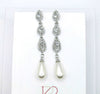 Baroque Pearl Dangle Earrings, Bridal Large Pearl Drop Ear Studs, Diamond CZ Gem Wedding Dangle Ear Studs - KaleaBoutique.com