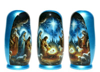 Traditional Watercolor Style Nativity Nesting Doll, 5 Piece Hand Crafted Nested Doll - KaleaBoutique.com