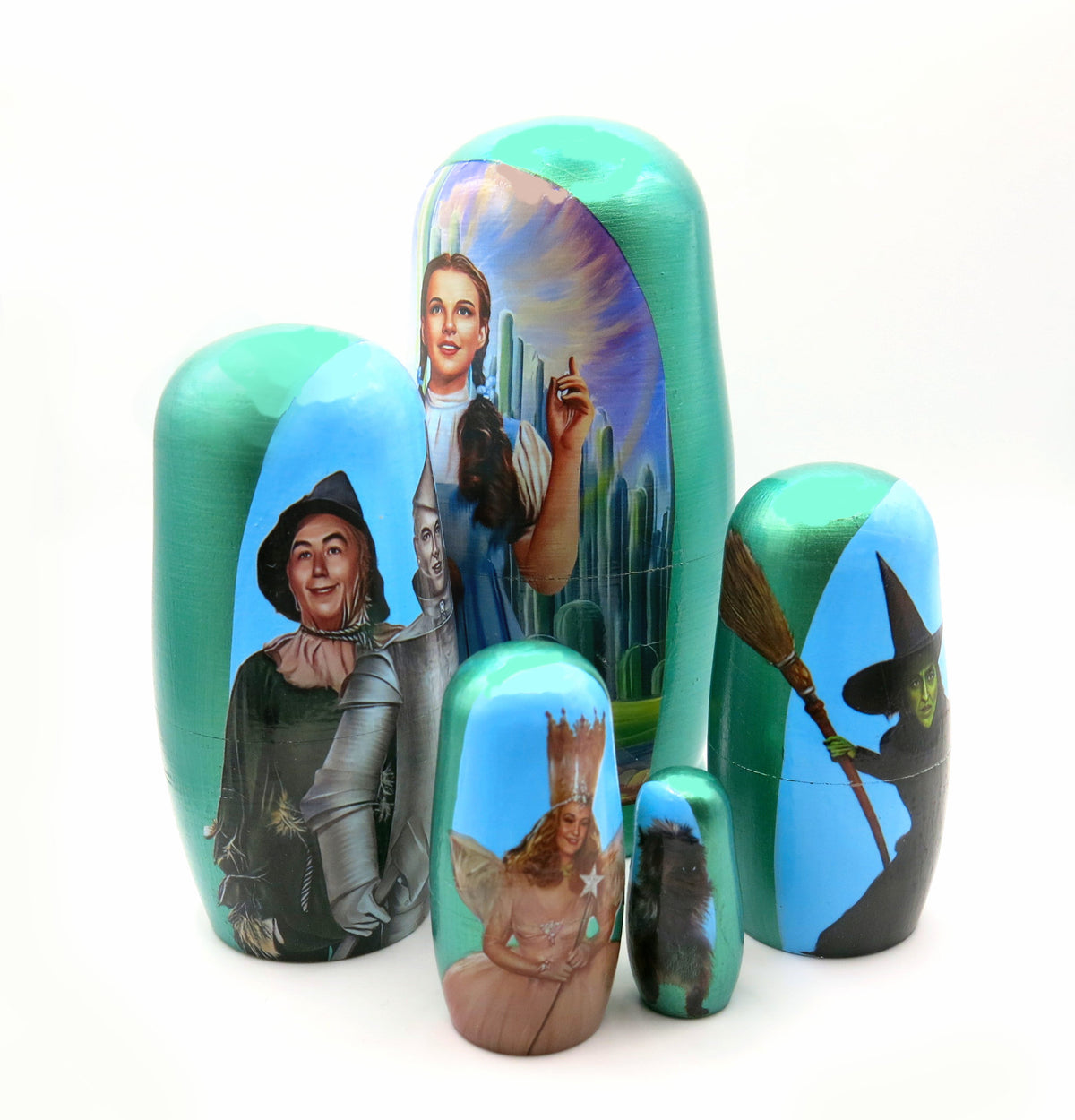 Wizard of Oz with Witch 5 Piece Nesting Dolls Set - Handcrafted Wooden Stacking Matryoshka Set (Copy)