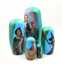 Wizard of Oz with Witch 5 Piece Nesting Dolls Set - Handcrafted Wooden Stacking Matryoshka Set (Copy)