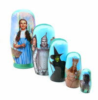 Wizard of Oz with Witch 5 Piece Nesting Dolls Set - Handcrafted Wooden Stacking Matryoshka Set (Copy)