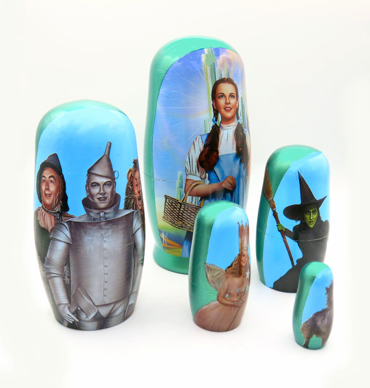 Wizard of Oz with Witch 5 Piece Nesting Dolls Set - Handcrafted Wooden Stacking Matryoshka Set (Copy)