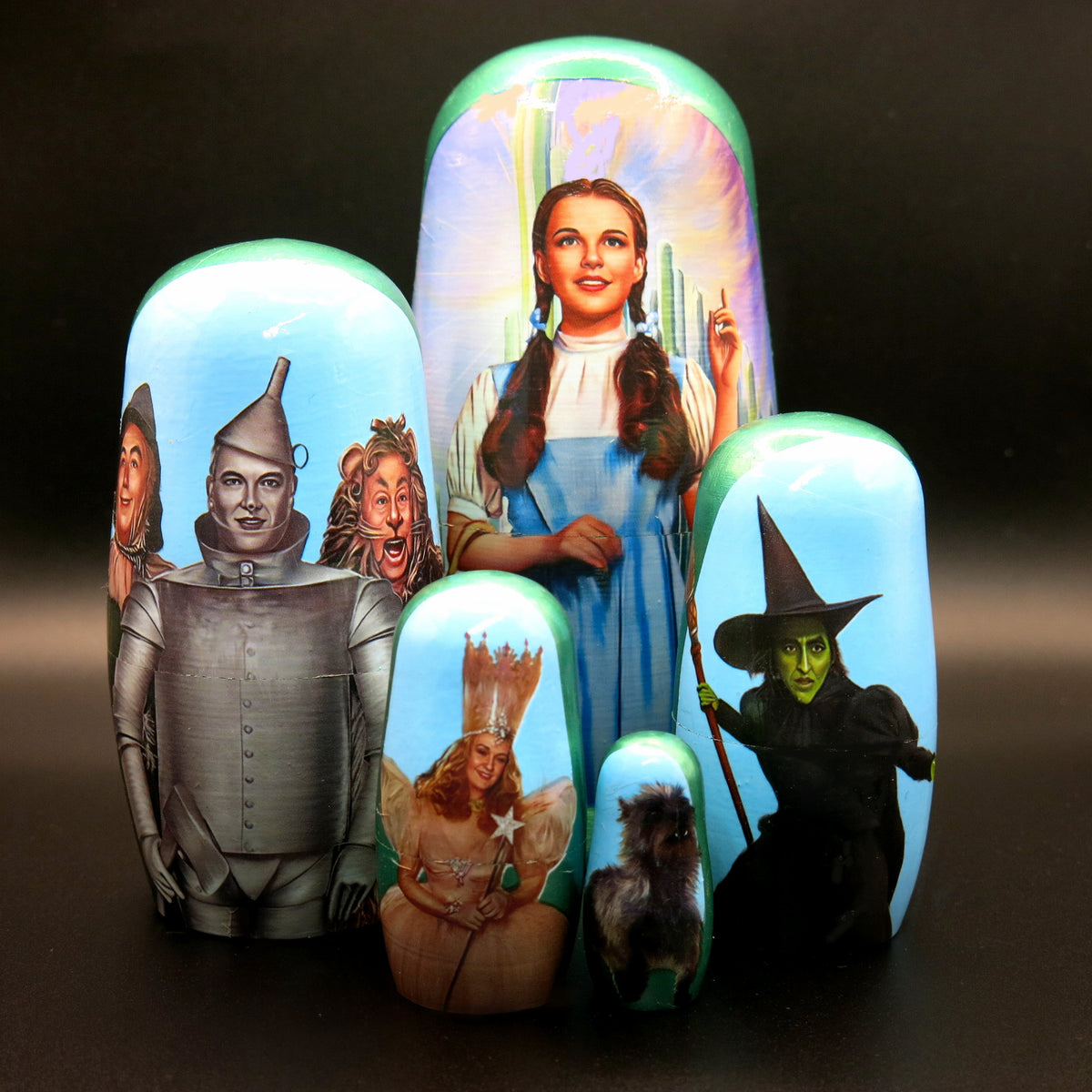 Wizard of Oz with Witch 5 Piece Nesting Dolls Set - Handcrafted Wooden Stacking Matryoshka Set (Copy)