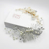 Bridal Pearl Crystal Hair Comb, Wedding Rhinestone Floral Headpiece, Gold or Silver Hair Comb for Brides - KaleaBoutique.com