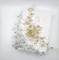Crystal Pearl Large Bridal Hair Comb, Floral Wedding Rhinestone Hair Comb, Large Crystal Wire Hair Comb - KaleaBoutique.com