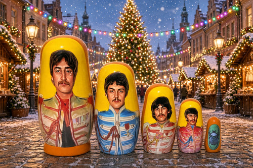 The Beatles John Lennon 5 Piece Nesting Doll Set - Handcrafted Stacking Matryoshka Set