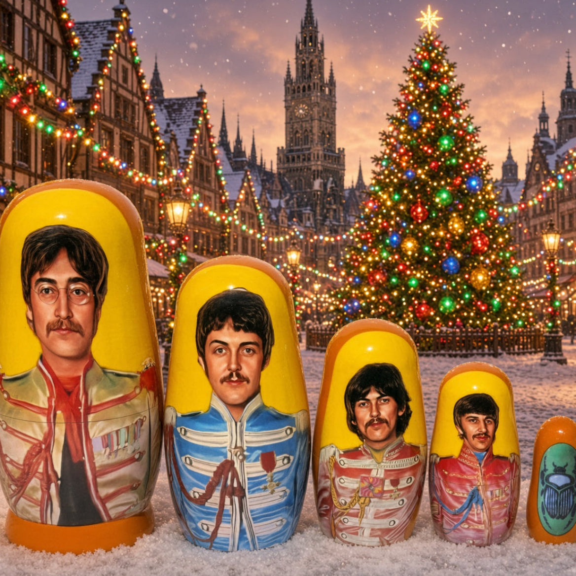 The Beatles John Lennon 5 Piece Nesting Doll Set - Handcrafted Stacking Matryoshka Set - KaleaBoutique.com