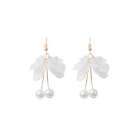 White Floral Petal Earrings, Wedding Bridal Flower Earrings, Statement White Bridesmaid Earrings - KaleaBoutique.com