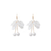 White Floral Petal Earrings, Wedding Bridal Flower Earrings, Statement White Bridesmaid Earrings - KaleaBoutique.com