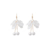 White Floral Petal Earrings, Wedding Bridal Flower Earrings, Statement White Bridesmaid Earrings - KaleaBoutique.com