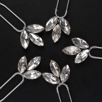 Rhinestone Leaf Minimalist 5 PC Hairpin Set, Bridal Crystal Hair Pins, Bridesmaids Wedding Hairpiece Set - KaleaBoutique.com