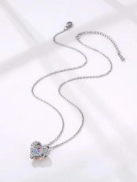 Aurora Borealis Crystal Heart Pendant Necklace, Crystal AB Gem Heart Charm Silver Chain Fashion Necklace - KaleaBoutique.com