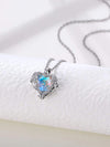 Aurora Borealis Crystal Heart Pendant Necklace, Crystal AB Gem Heart Charm Silver Chain Fashion Necklace - KaleaBoutique.com