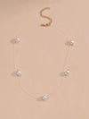 Floating Oval Pearl Minimalist Necklace, Wedding Single Strand Baroque Pearl Simple Necklace - KaleaBoutique.com
