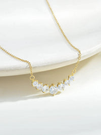 Solitaire Round Cut CZ Crystal Necklace, 14K Yellow Gold Bridal Charm Necklace, Wedding Diamond Gem Necklace - KaleaBoutique.com