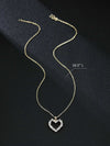 Large Crystal Heart Pendant Necklace, 18K Gold CZ Diamond Heart Pendant Chain Necklace for Bride - KaleaBoutique.com