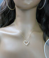 Large Crystal Heart Pendant Necklace, 18K Gold CZ Diamond Heart Pendant Chain Necklace for Bride - KaleaBoutique.com