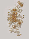 Floral Pearl Wedding Hair Comb, Bridal Gold Flowers Wire Hairpiece, Pearl Wired Hairpin Headpiece - KaleaBoutique.com