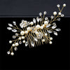 Bridal Pearl Crystal Hair Comb, Wedding Rhinestone Floral Headpiece, Gold or Silver Hair Comb for Brides - KaleaBoutique.com