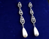 Baroque Pearl Dangle Earrings, Bridal Large Pearl Drop Ear Studs, Diamond CZ Gem Wedding Dangle Ear Studs - KaleaBoutique.com