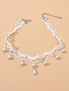 Bridal Knit Necklace, Wedding White Pearl Embroidered Scalloped Tatted Lace Choker Necklace - KaleaBoutique.com