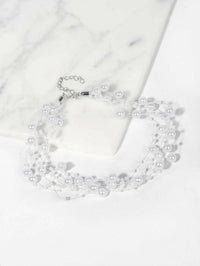 Floating Multi Strand White Pearl Choker Necklace, Wedding Multi Layer White Floating Pearl Necklace - KaleaBoutique.com