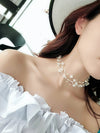 Floating Multi Strand White Pearl Choker Necklace, Wedding Multi Layer White Floating Pearl Necklace - KaleaBoutique.com