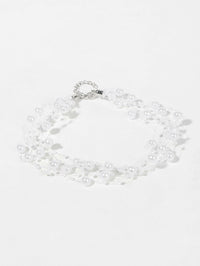 Floating Multi Strand White Pearl Choker Necklace, Wedding Multi Layer White Floating Pearl Necklace - KaleaBoutique.com