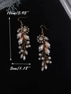 Floral Pearl Prom Earrings, Wedding Boho Gold Wire Flower Earrings, Bridal Dangle Earrings - KaleaBoutique.com