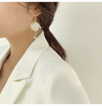 White Floral Petal Earrings, Wedding Bridal Flower Earrings, Statement White Bridesmaid Earrings - KaleaBoutique.com