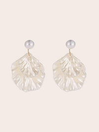 Carved Seashell Layered Earrings, Boho Wedding Bridal Stud Earrings, Double Shell Dangles - KaleaBoutique.com