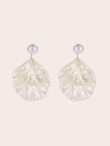 Carved Seashell Layered Earrings, Boho Wedding Bridal Stud Earrings, Double Shell Dangles - KaleaBoutique.com