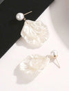 Carved Seashell Layered Earrings, Boho Wedding Bridal Stud Earrings, Double Shell Dangles - KaleaBoutique.com