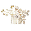 White Flower Bridal Hair Comb, Bridesmaid Floral White Hairpieces, Wedding White Flower Wire Hairpins - KaleaBoutique.com