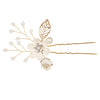 White Flower Bridal Hair Comb, Bridesmaid Floral White Hairpieces, Wedding White Flower Wire Hairpins - KaleaBoutique.com