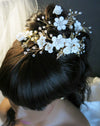 White Flower Bridal Hair Comb, Bridesmaid Floral White Hairpieces, Wedding White Flower Wire Hairpins - KaleaBoutique.com