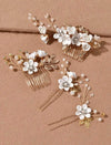 White Flower Bridal Hair Comb, Bridesmaid Floral White Hairpieces, Wedding White Flower Wire Hairpins - KaleaBoutique.com