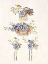 Blue Flower Bridal Hair Comb, Bridesmaid Floral Blue Hairpieces, Wedding Blue Flower Wire Hairpins - KaleaBoutique.com