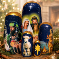 Traditional Nativity 5 Piece Nesting Doll, Traditional Handcrafted Nested Doll - KaleaBoutique.com