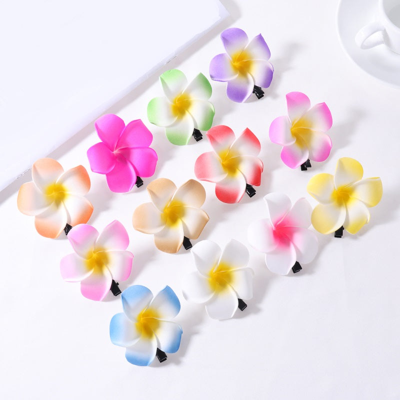 3 PC Plumeria Flower Hair Clip Set. Bridal Hawaii Plumeria Floral Hairclips, Bohemian Tropical Flower Hair Piece Set - KaleaBoutique.com