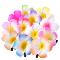 3 PC Plumeria Flower Hair Clip Set. Bridal Hawaii Plumeria Floral Hairclips, Bohemian Tropical Flower Hair Piece Set - KaleaBoutique.com