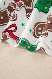KaleaBoutique Stylish Christmas Pattern Button V Neck Pullover Drawstring Pants 2pcs Lounge Set - KaleaBoutique.com