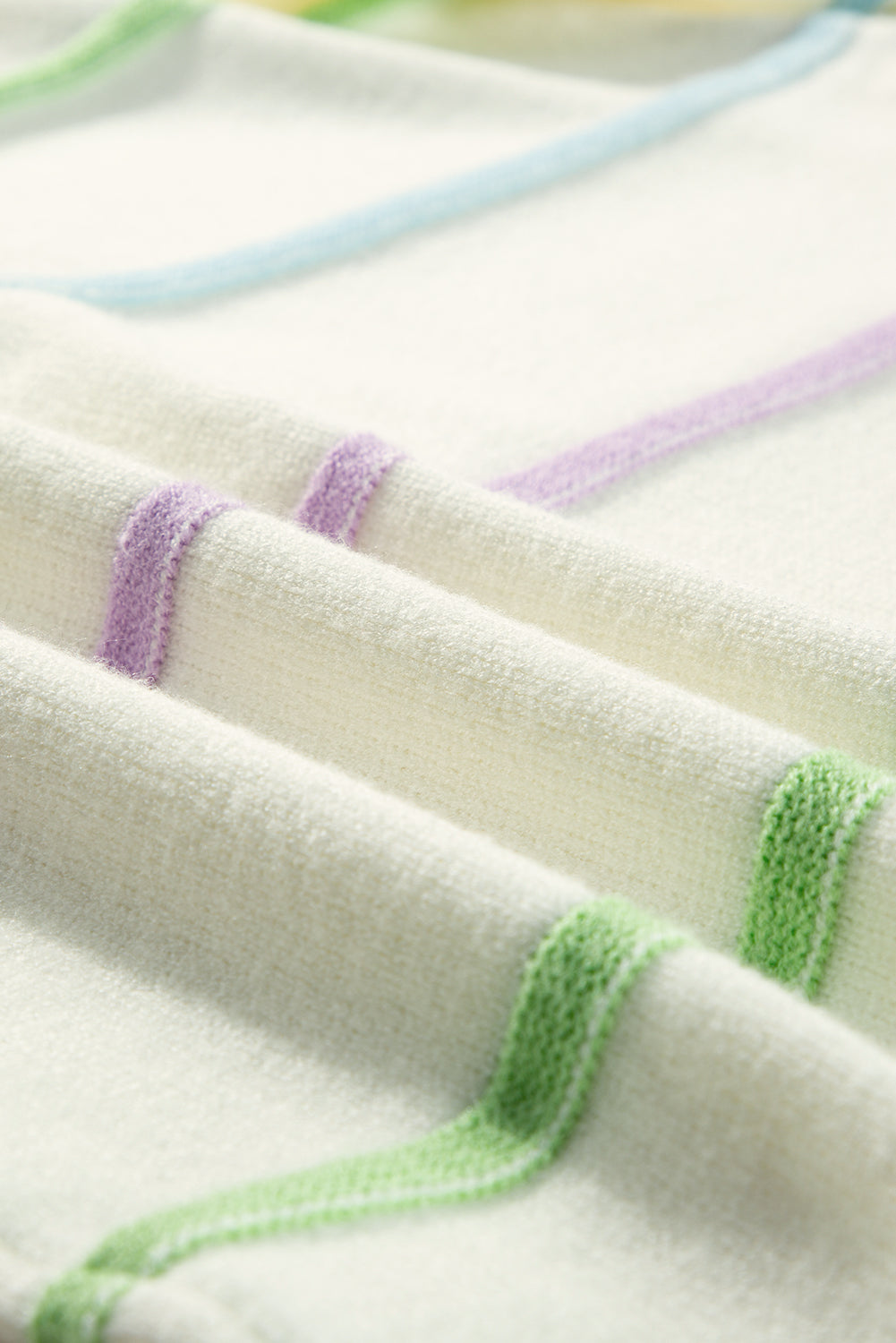 KaleaBoutique Rainbow Stripes Drop Shoulder Baggy Henley Sweater - KaleaBoutique.com