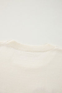 KaleaBoutique Boo Knitted Pattern Ribbed Edge Drop Shoulder Sweater - KaleaBoutique.com
