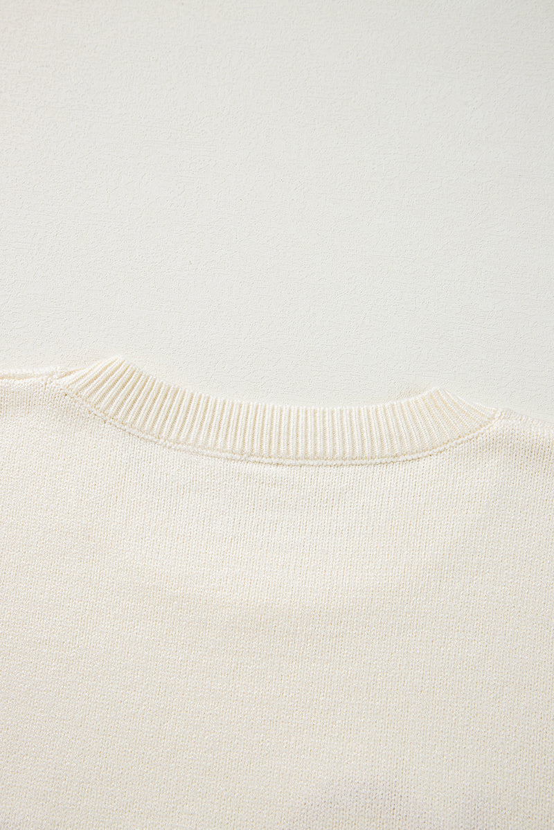 KaleaBoutique Boo Knitted Pattern Ribbed Edge Drop Shoulder Sweater - KaleaBoutique.com