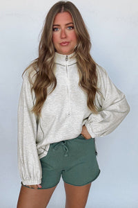 KaleaBoutique Perfect Half Zip Stand Neck Seam Detail Long Sleeve Top - KaleaBoutique.com